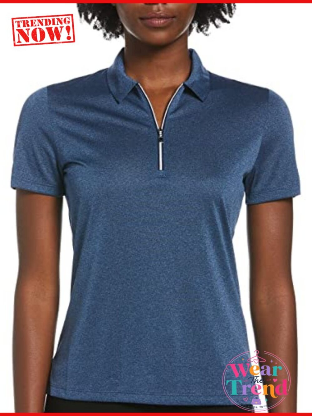Callaway Womens Quarter Zip Short Sleeve Heather Golf Polo Shirt